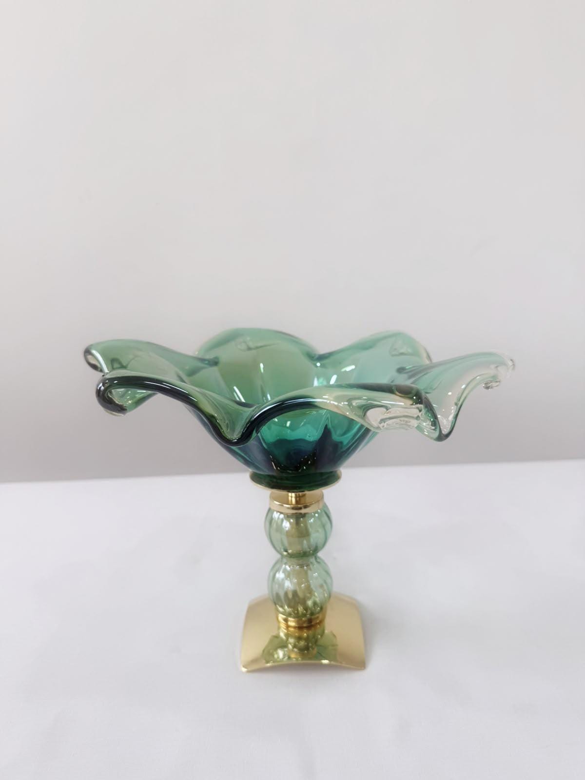 Murano Glass Centerpiece | Certified Murano Glass | Made in Italy | Table Decoration | Collection Pasta di Vetro Verde con base