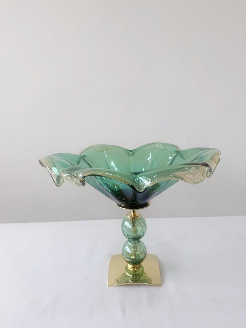 Murano Glass Centerpiece | Certified Murano Glass | Made in Italy | Table Decoration | Collection Pasta di Vetro Verde con base