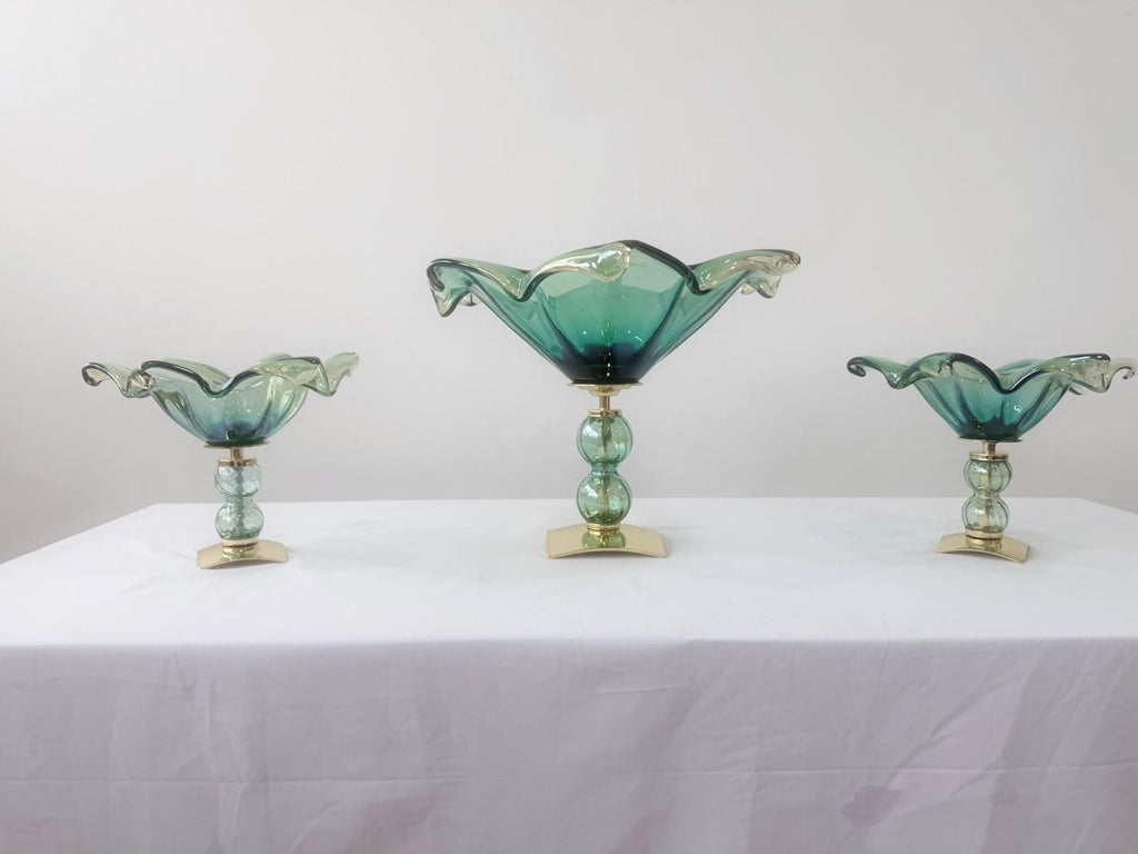 Murano Glass Centerpiece | Certified Murano Glass | Made in Italy | Table Decoration | Collection Pasta di Vetro Verde con base