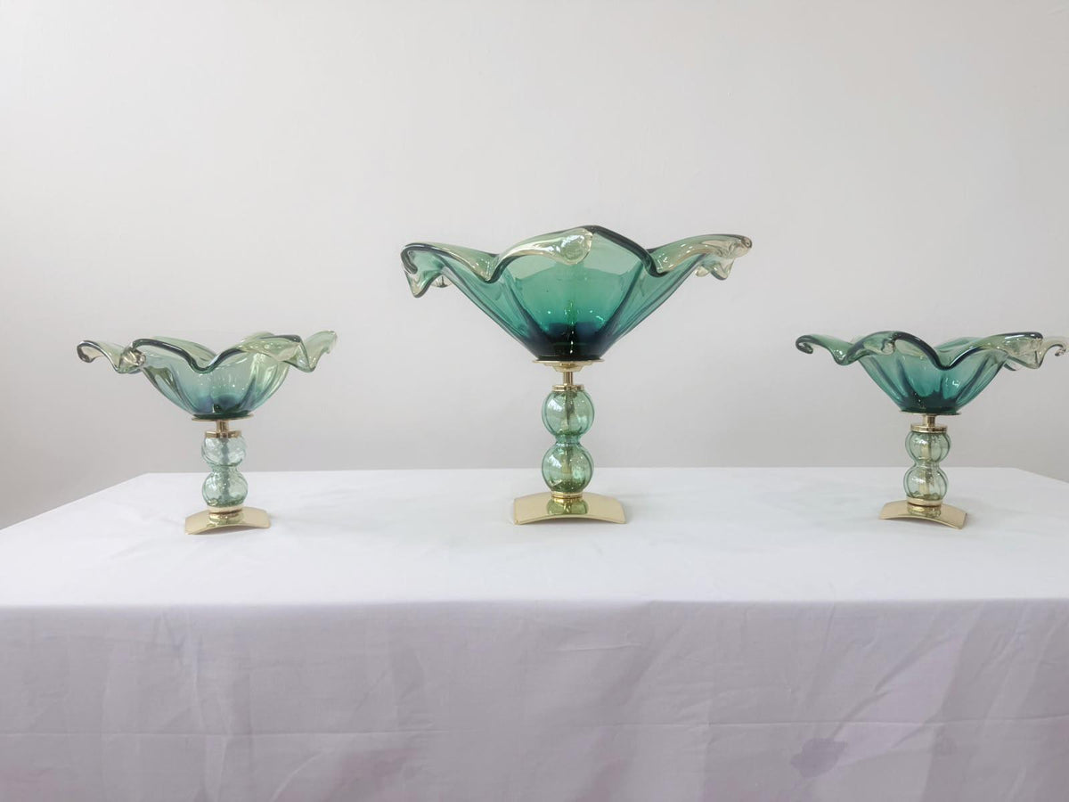 Murano Glass Centerpiece | Certified Murano Glass | Made in Italy | Table Decoration | Collection Pasta di Vetro Verde con base