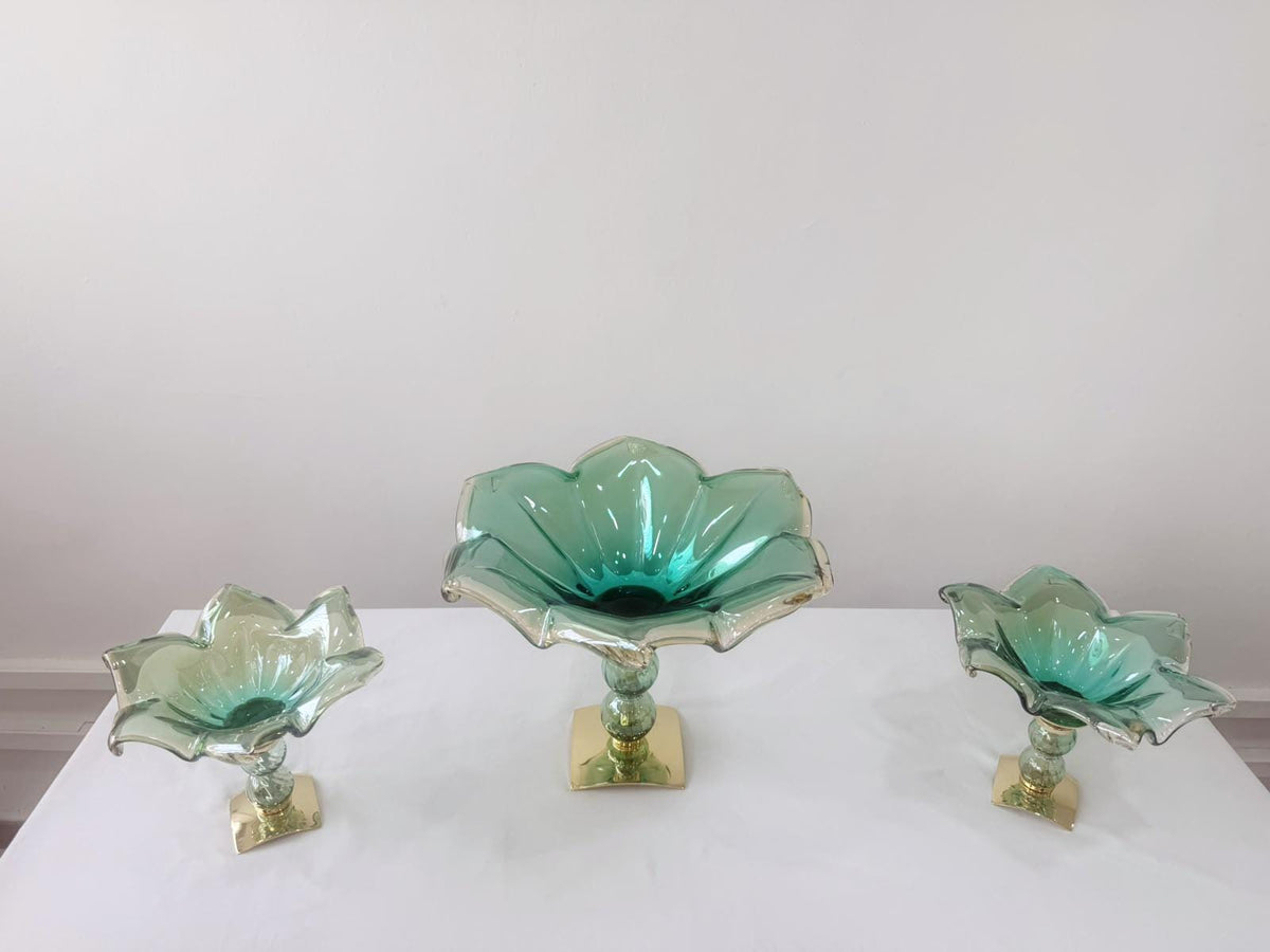 Murano Glass Centerpiece | Certified Murano Glass | Made in Italy | Table Decoration | Collection Pasta di Vetro Verde con base