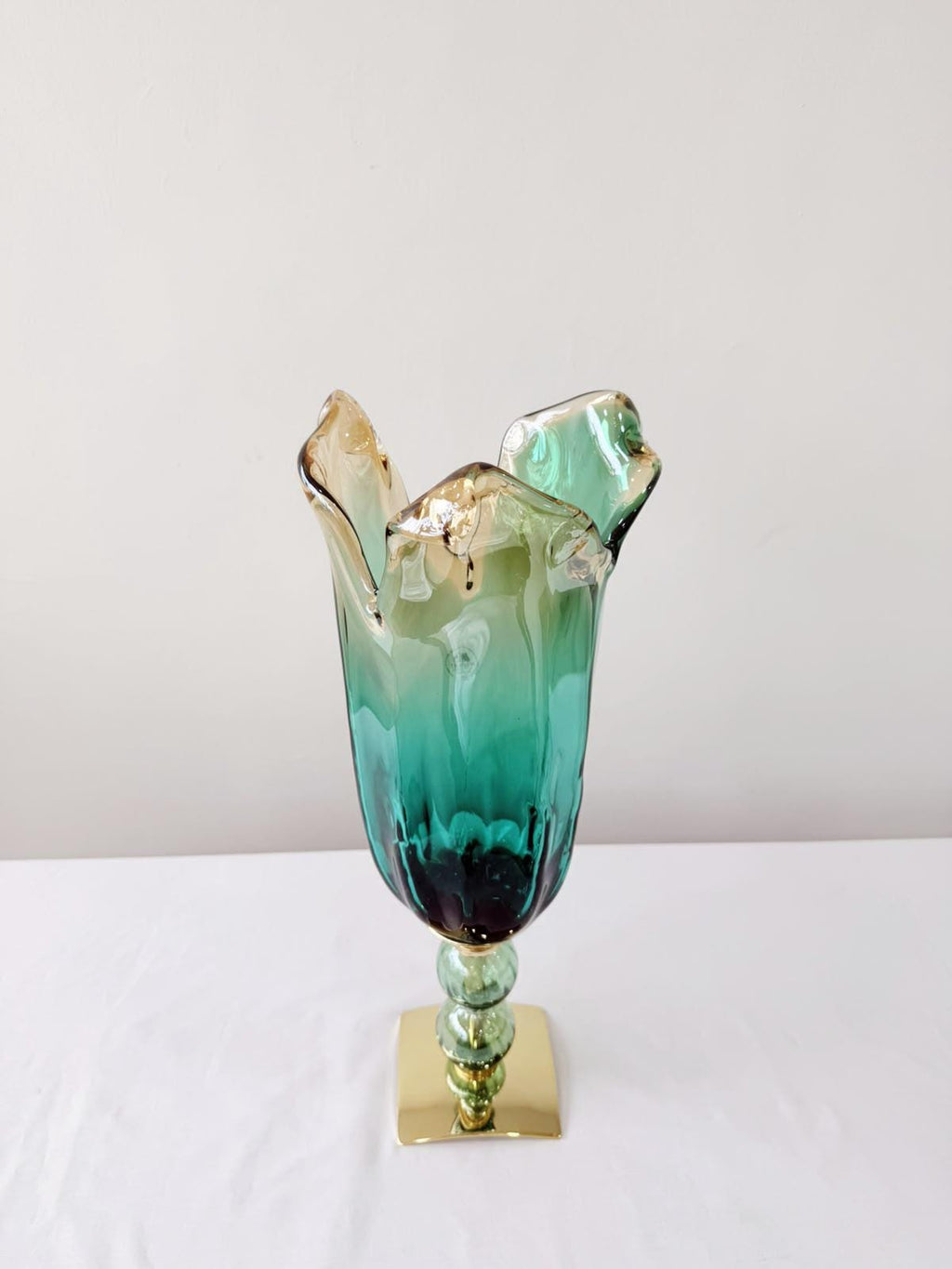 Murano Glass Vase | Certified Murano Glass | Made in Italy | Decorative Vase | Collection Pasta di Vetro Verde con base