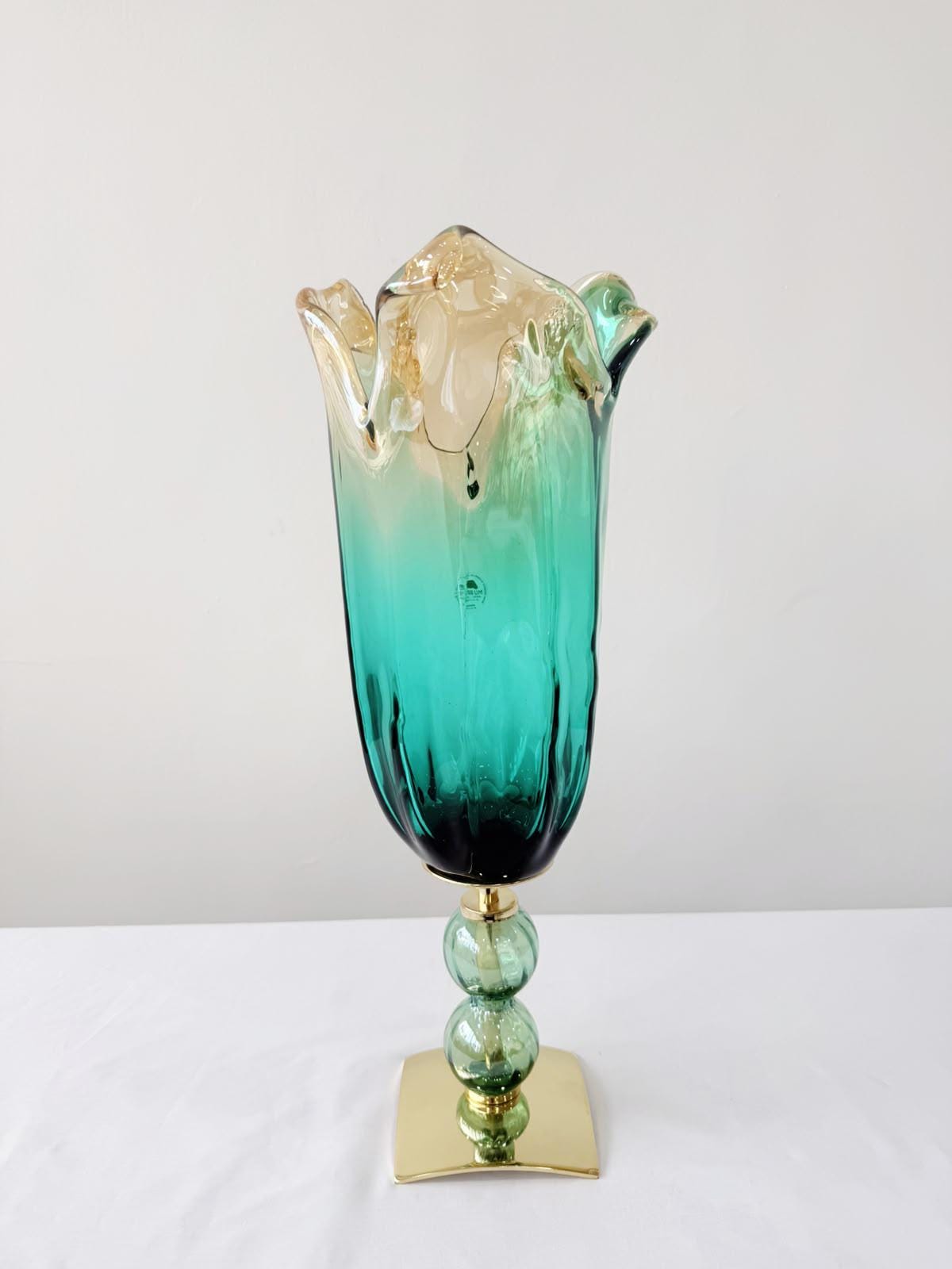 Murano Glass Vase | Certified Murano Glass | Made in Italy | Decorative Vase | Collection Pasta di Vetro Verde con base