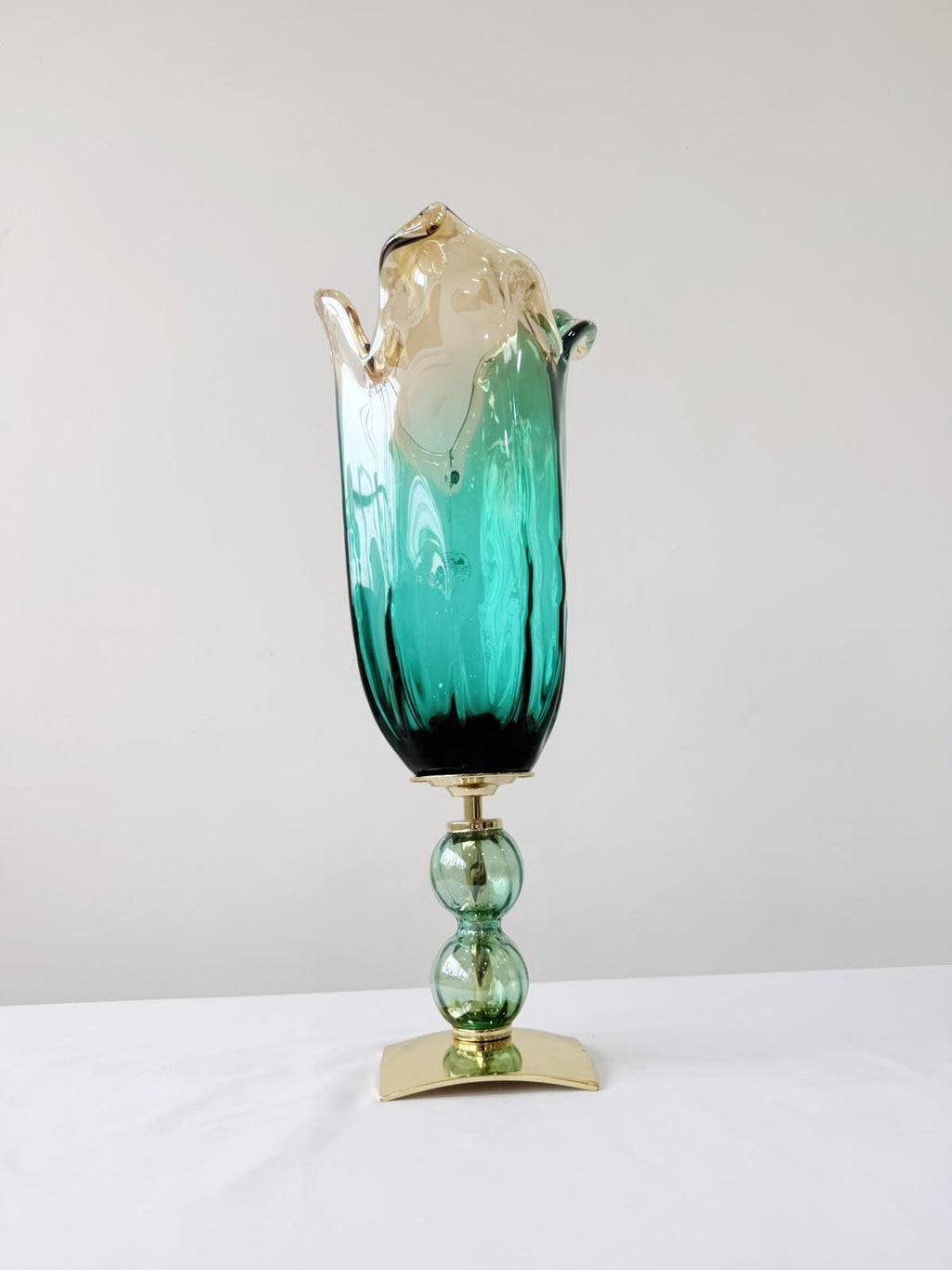 Murano Glass Vase | Certified Murano Glass | Made in Italy | Decorative Vase | Collection Pasta di Vetro Verde con base