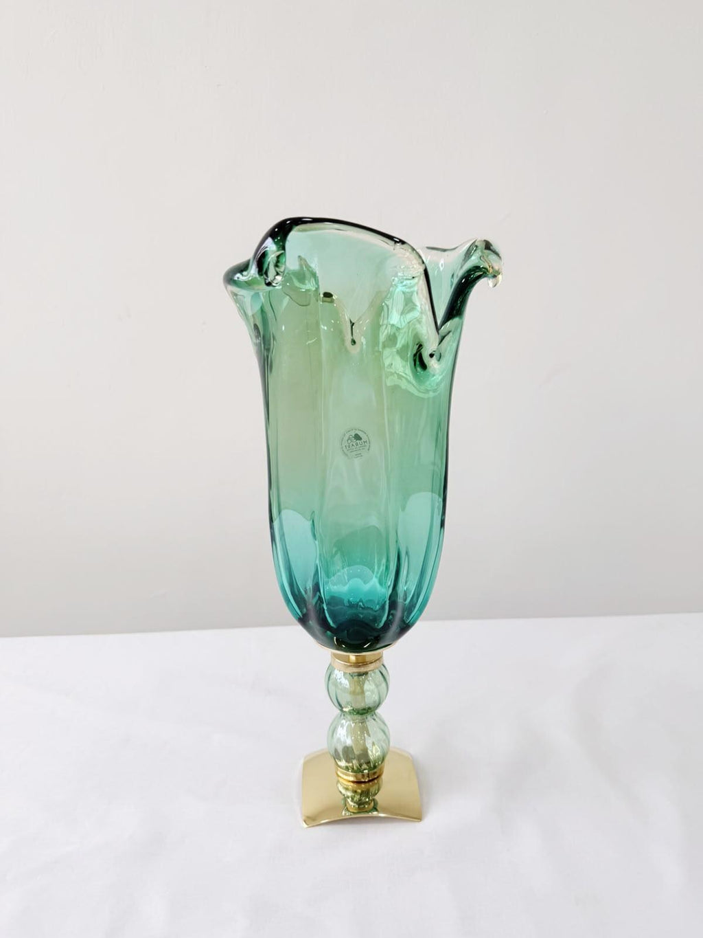 Murano Glass Vase | Certified Murano Glass | Made in Italy | Decorative Vase | Collection Pasta di Vetro Verde con base