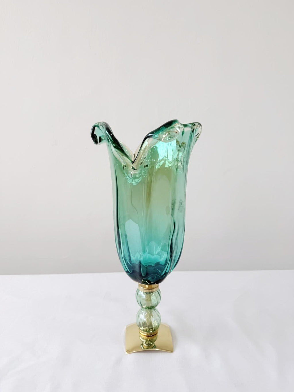 Murano Glass Vase | Certified Murano Glass | Made in Italy | Decorative Vase | Collection Pasta di Vetro Verde con base