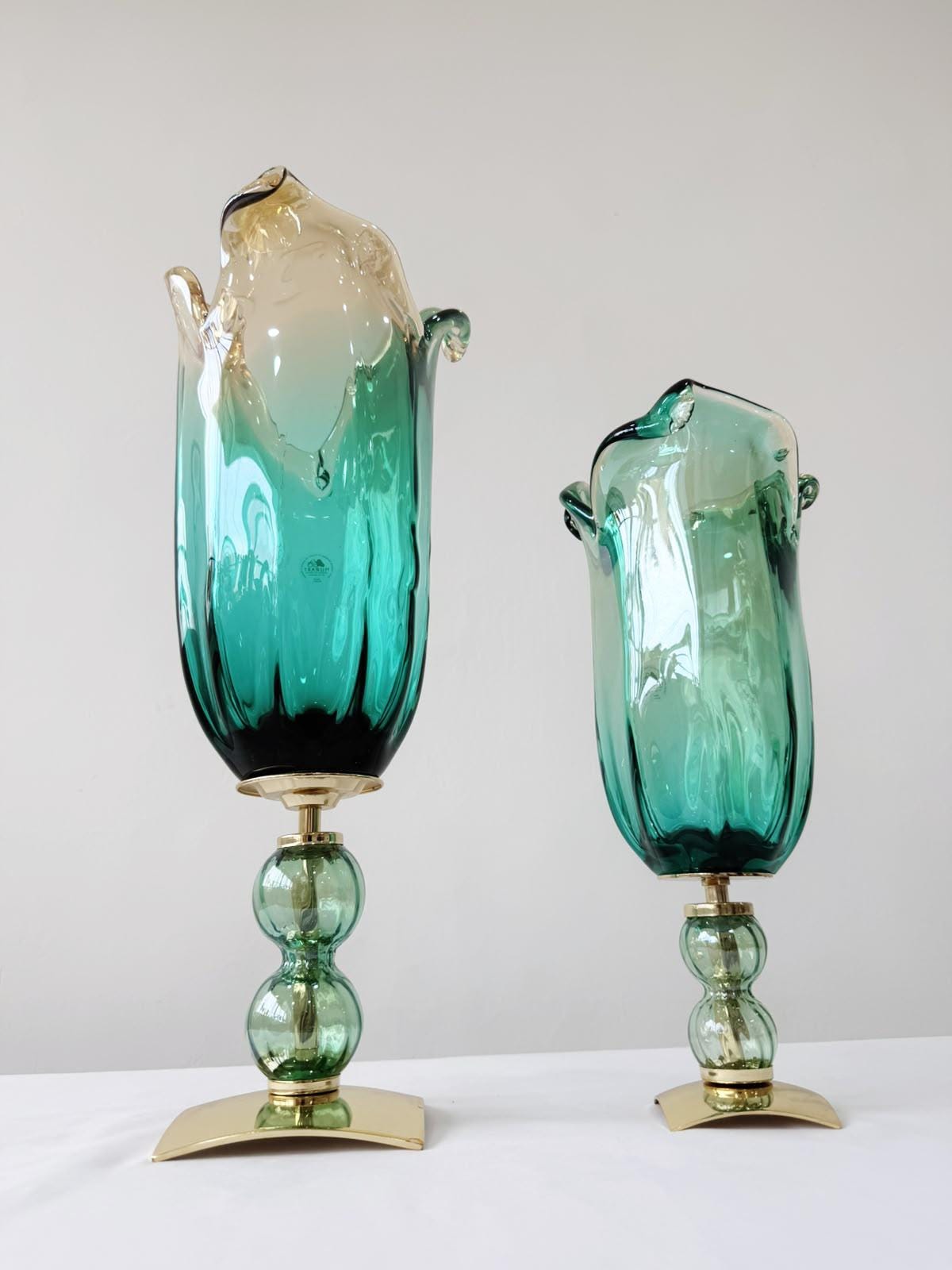 Murano Glass Vase | Certified Murano Glass | Made in Italy | Decorative Vase | Collection Pasta di Vetro Verde con base