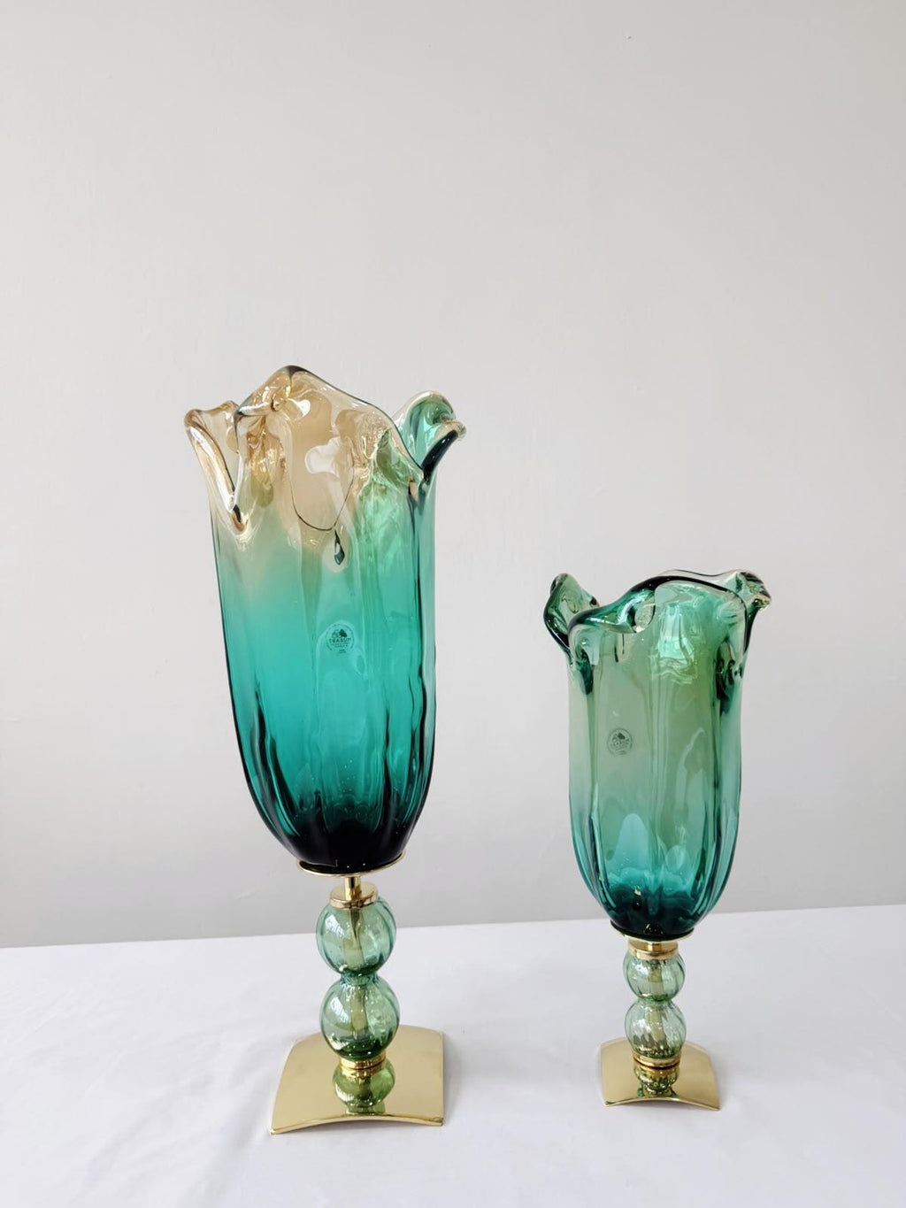 Murano Glass Vase | Certified Murano Glass | Made in Italy | Decorative Vase | Collection Pasta di Vetro Verde con base
