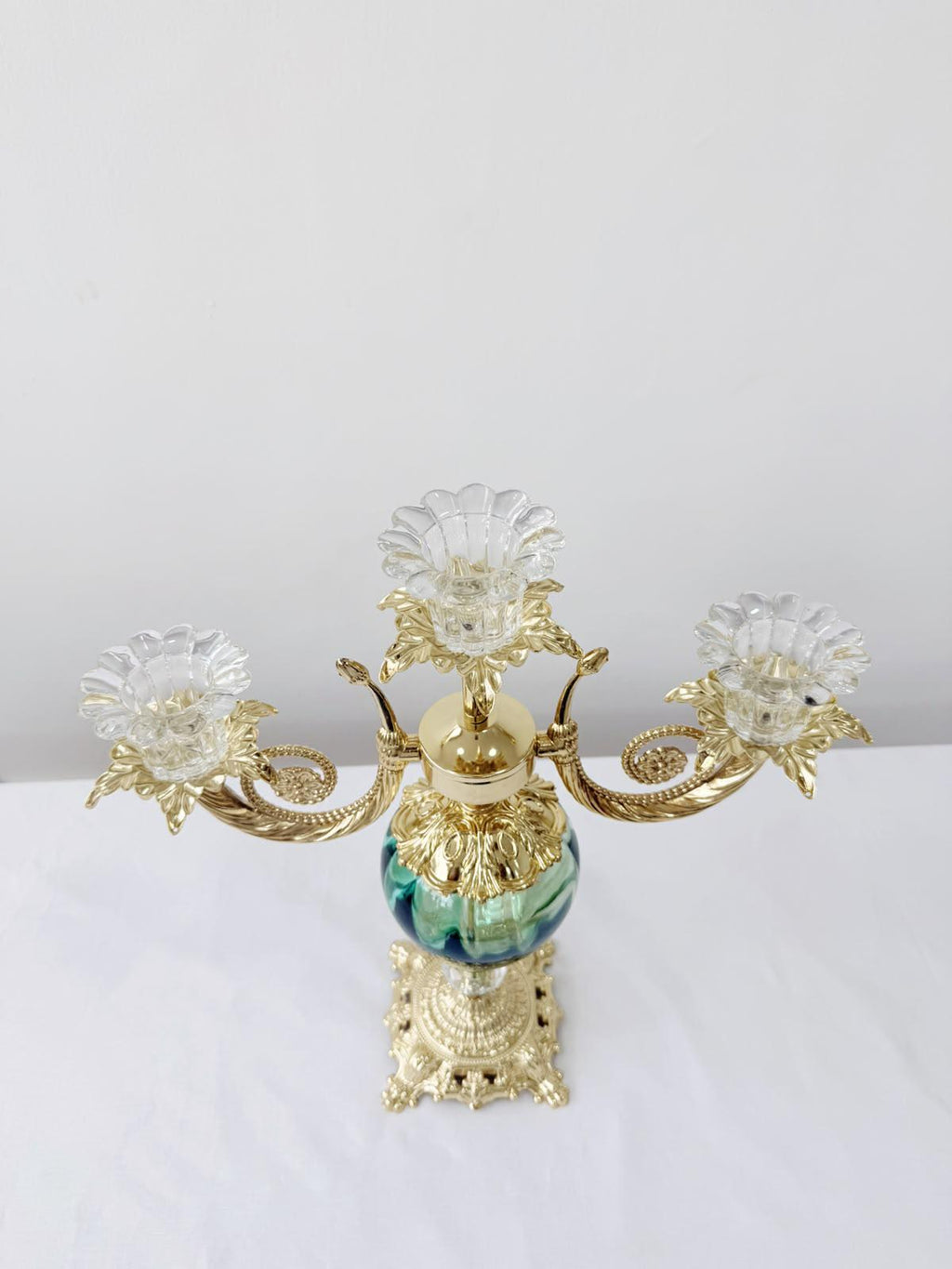 Murano Glass Candelabra | Certified Murano Glass | Made in Italy | Decorative Candle Holder | Collection Pasta di Vetro Verde con base
