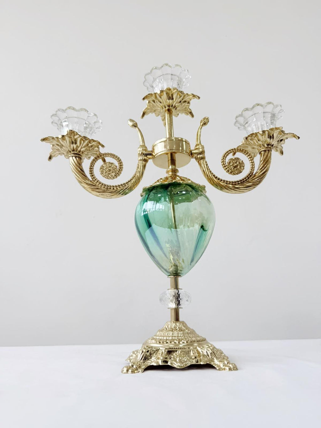 Murano Glass Candelabra | Certified Murano Glass | Made in Italy | Decorative Candle Holder | Collection Pasta di Vetro Verde con base