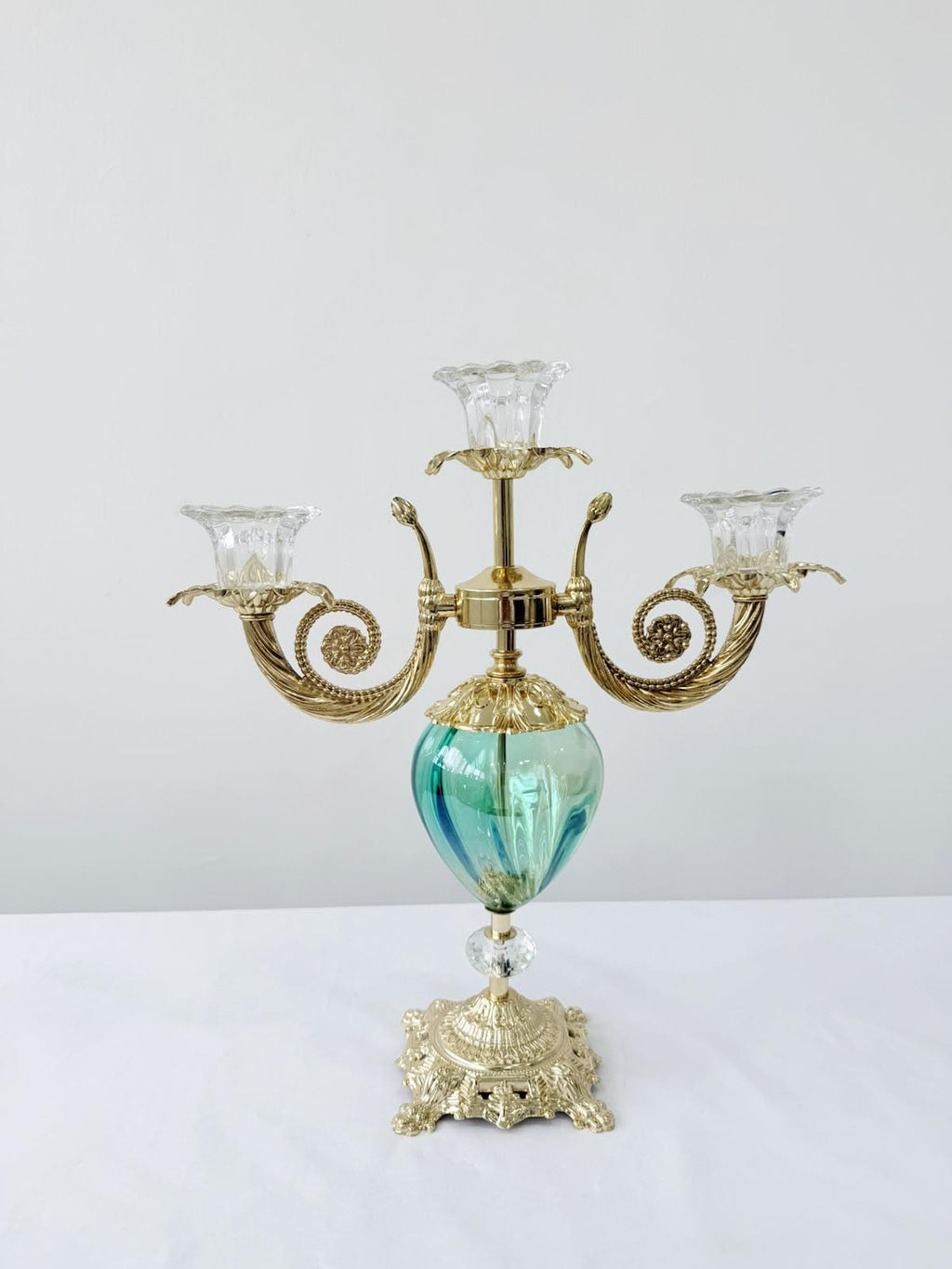 Murano Glass Candelabra | Certified Murano Glass | Made in Italy | Decorative Candle Holder | Collection Pasta di Vetro Verde con base