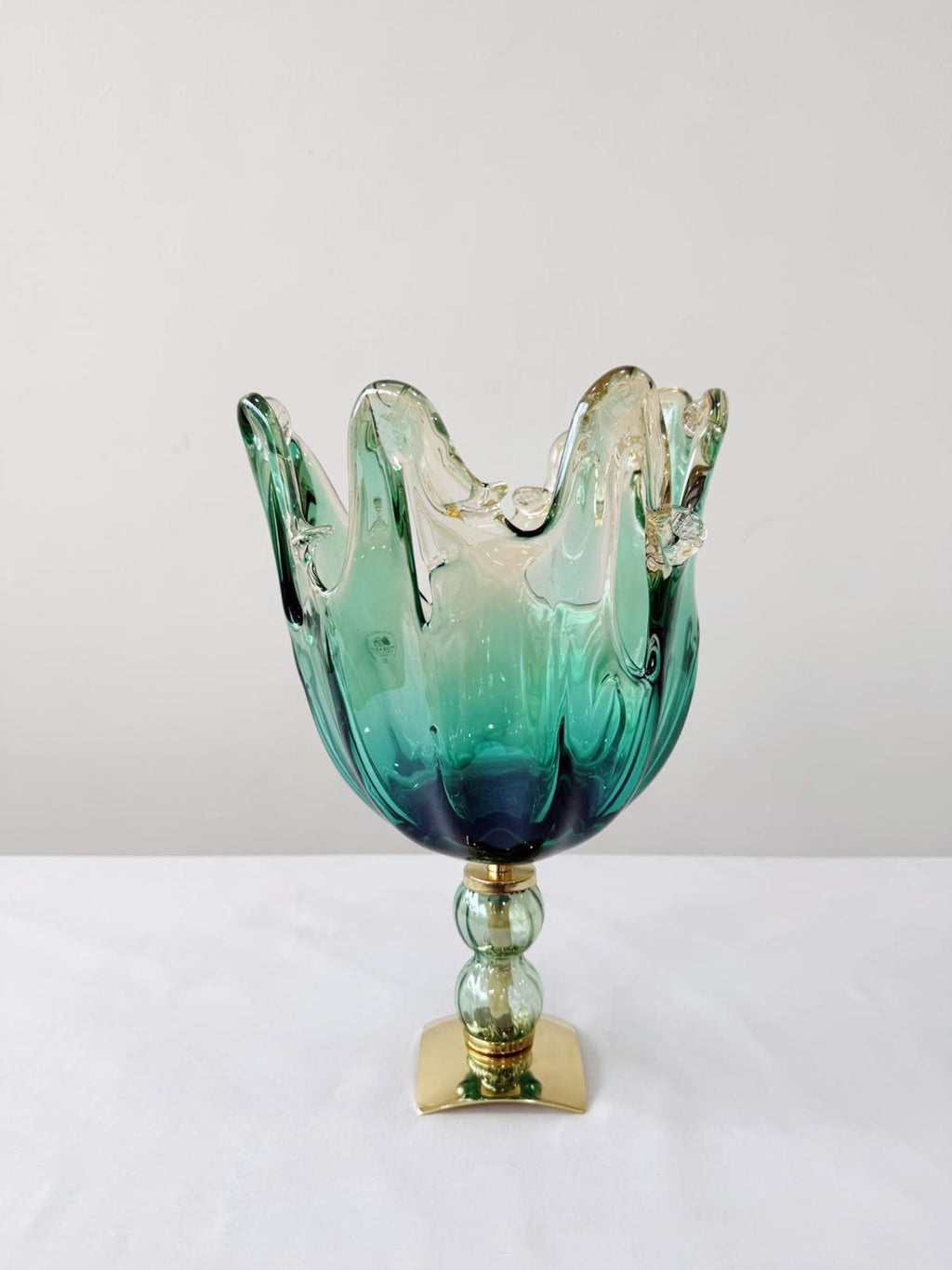 Murano Glass Centerpiece | Certified Murano Glass | Made in Italy | Table Decoration | Collection Polipo Pasta di Vetro Verde con base
