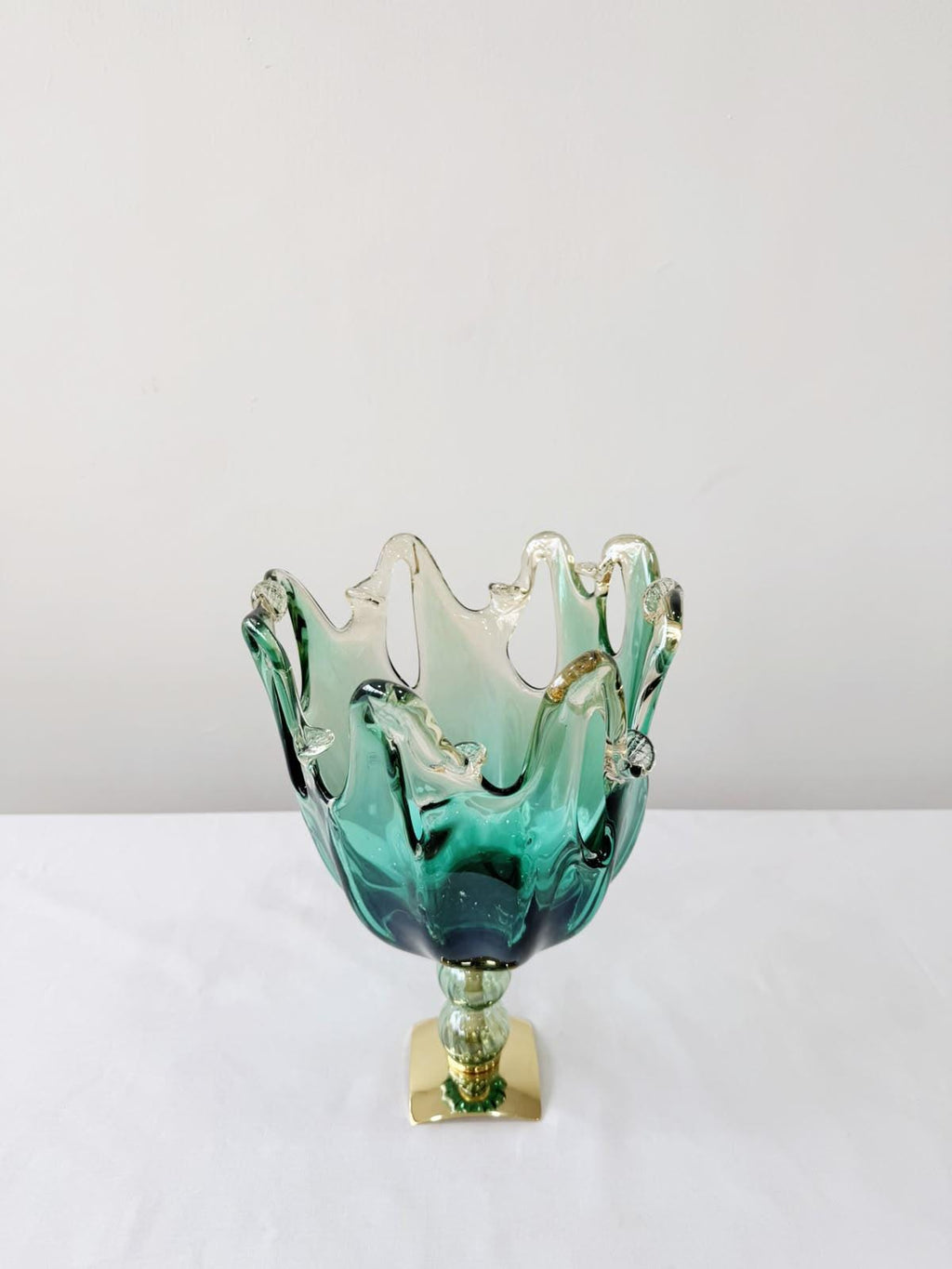 Murano Glass Centerpiece | Certified Murano Glass | Made in Italy | Table Decoration | Collection Polipo Pasta di Vetro Verde con base