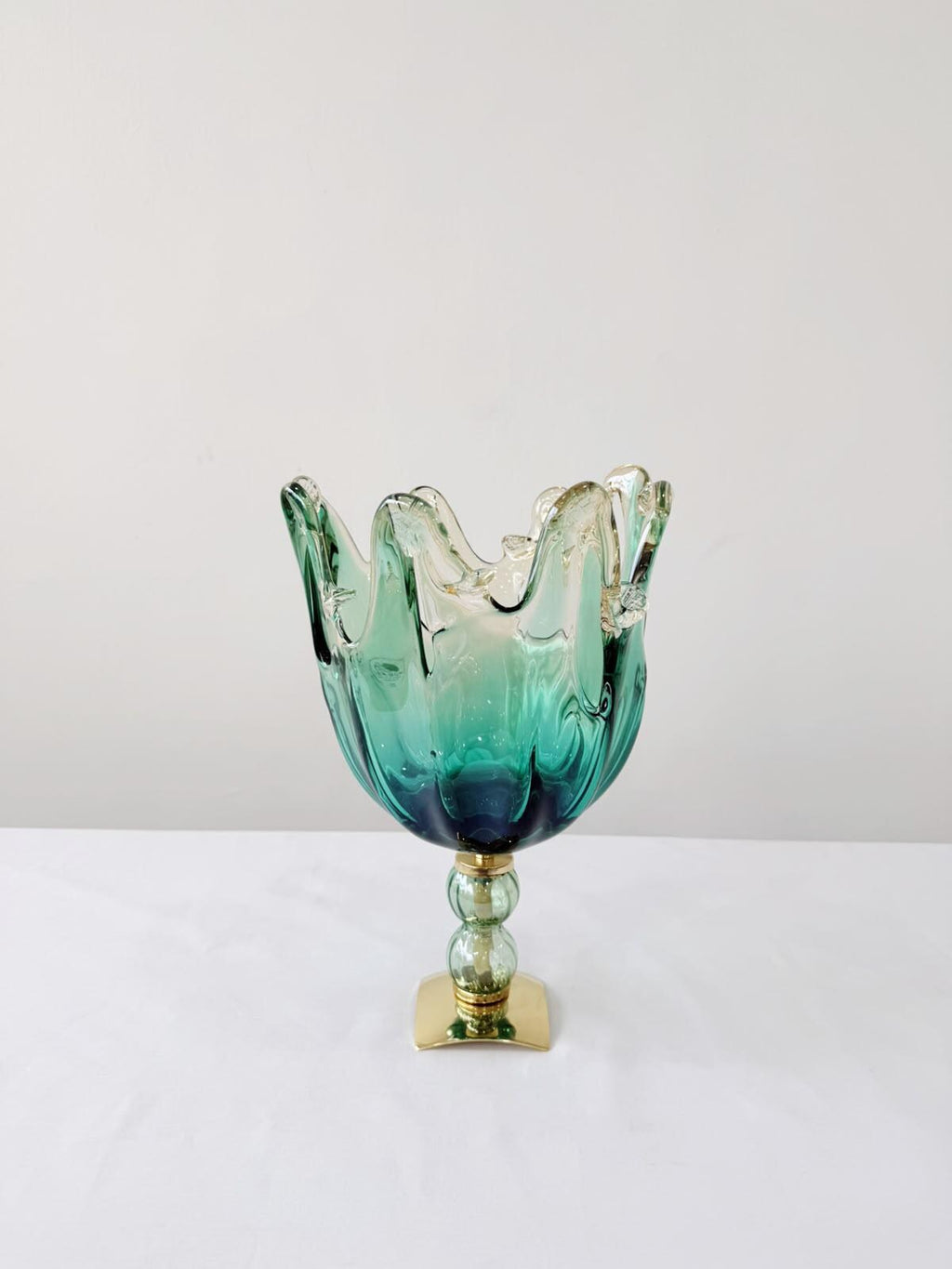 Murano Glass Centerpiece | Certified Murano Glass | Made in Italy | Table Decoration | Collection Polipo Pasta di Vetro Verde con base