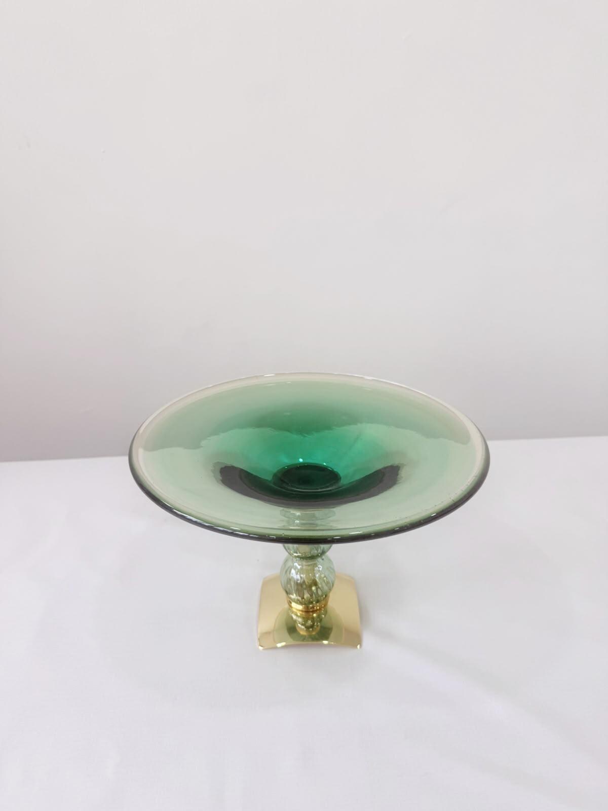 Murano Glass Centerpiece | Certified Murano Glass | Made in Italy | Table Decoration | Collection Pasta di Vetro Verde con base