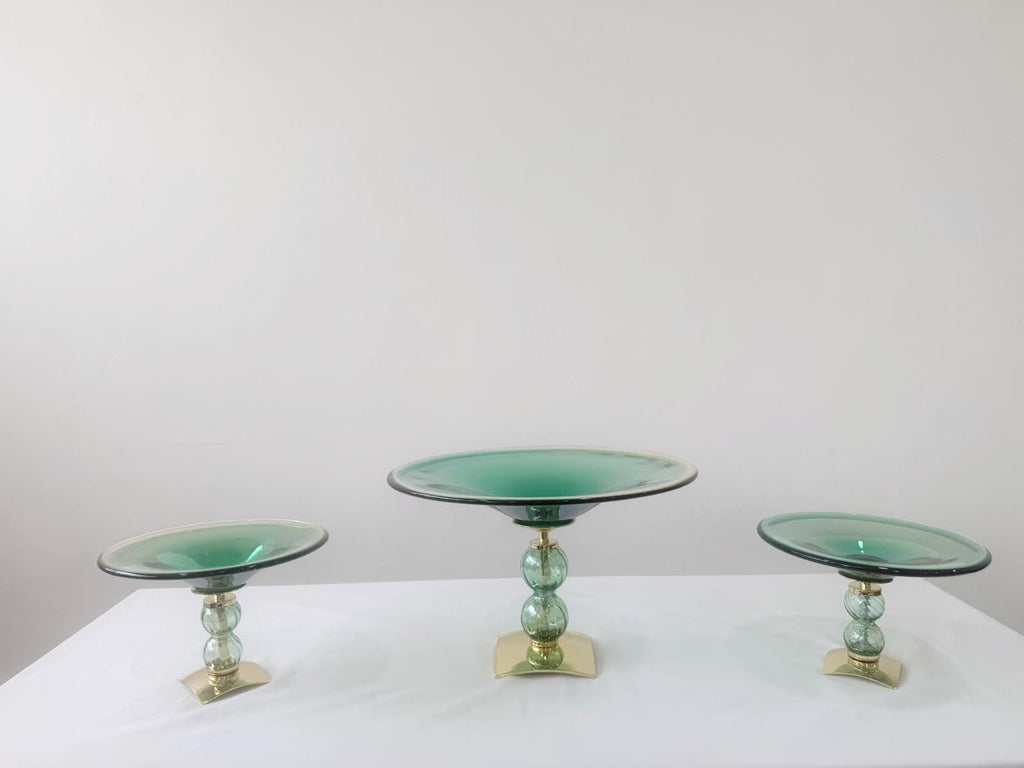 Murano Glass Centerpiece | Certified Murano Glass | Made in Italy | Table Decoration | Collection Pasta di Vetro Verde con base