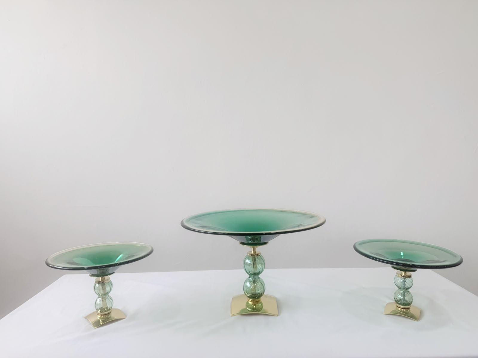 Murano Glass Centerpiece | Certified Murano Glass | Made in Italy | Table Decoration | Collection Pasta di Vetro Verde con base
