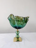 Murano Glass Centerpiece | Certified Murano Glass | Made in Italy | Table Decoration | Collection Fazzoletto Pasta di Vetro Verde con base