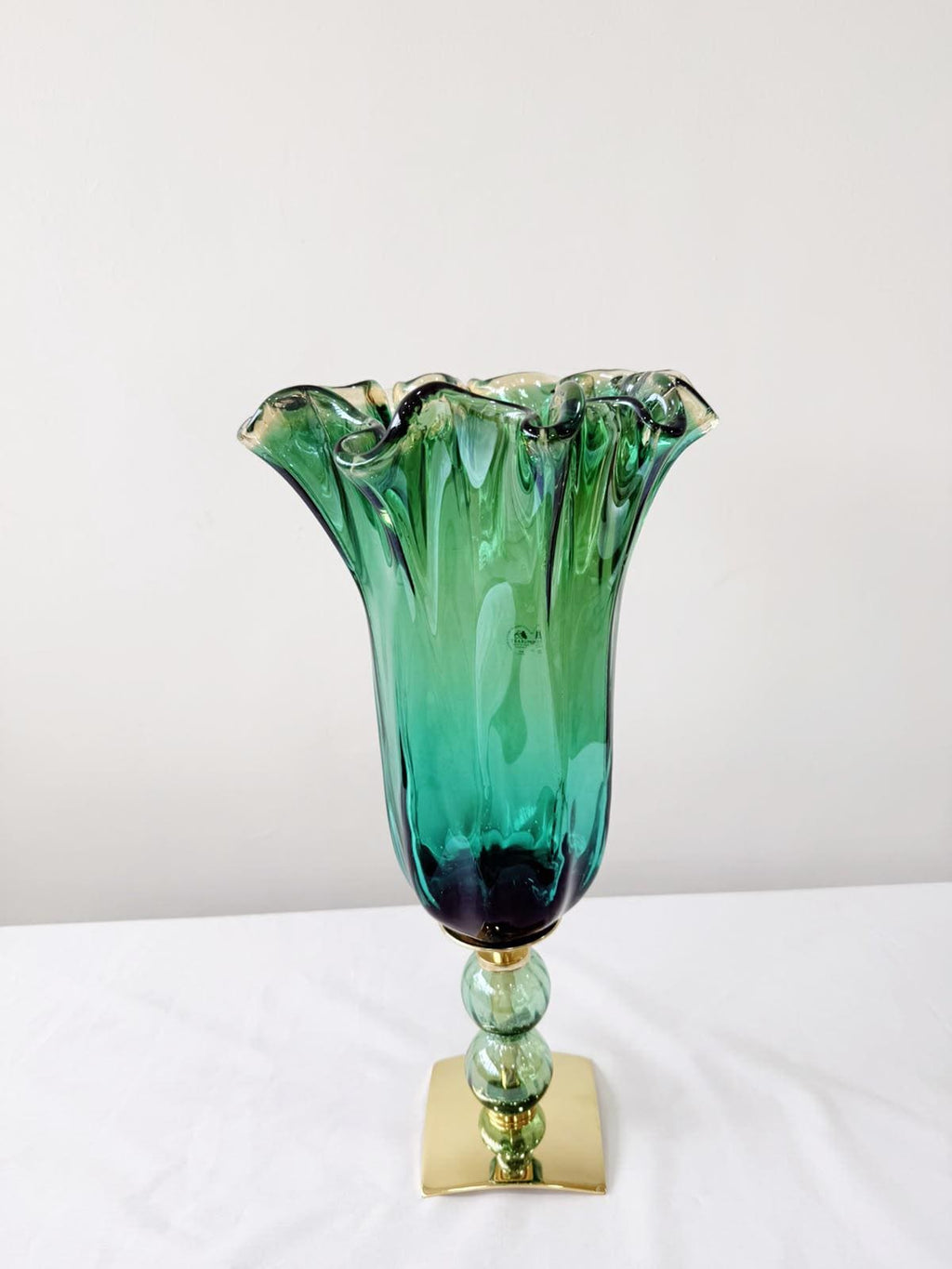Murano Glass Vase | Certified Murano Glass | Made in Italy | Decorative Vase | Collection Pasta di Vetro Verde con base