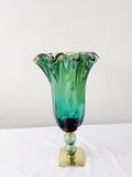 Murano Glass Vase | Certified Murano Glass | Made in Italy | Decorative Vase | Collection Pasta di Vetro Verde con base