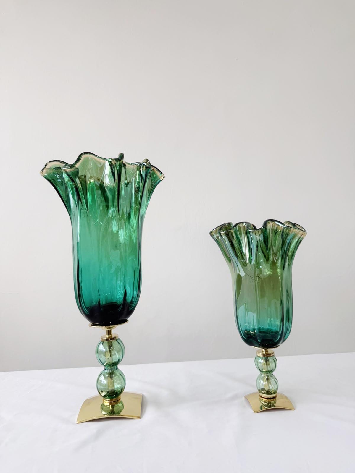 Murano Glass Vase | Certified Murano Glass | Made in Italy | Decorative Vase | Collection Pasta di Vetro Verde con base