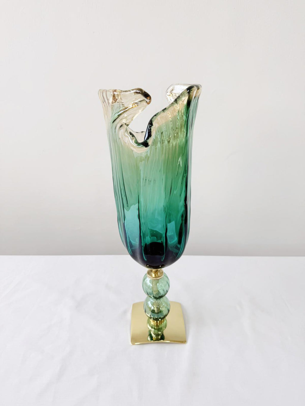 Murano Glass Vase | Certified Murano Glass | Made in Italy | Decorative Vase | Collection Pasta di Vetro Verde con base