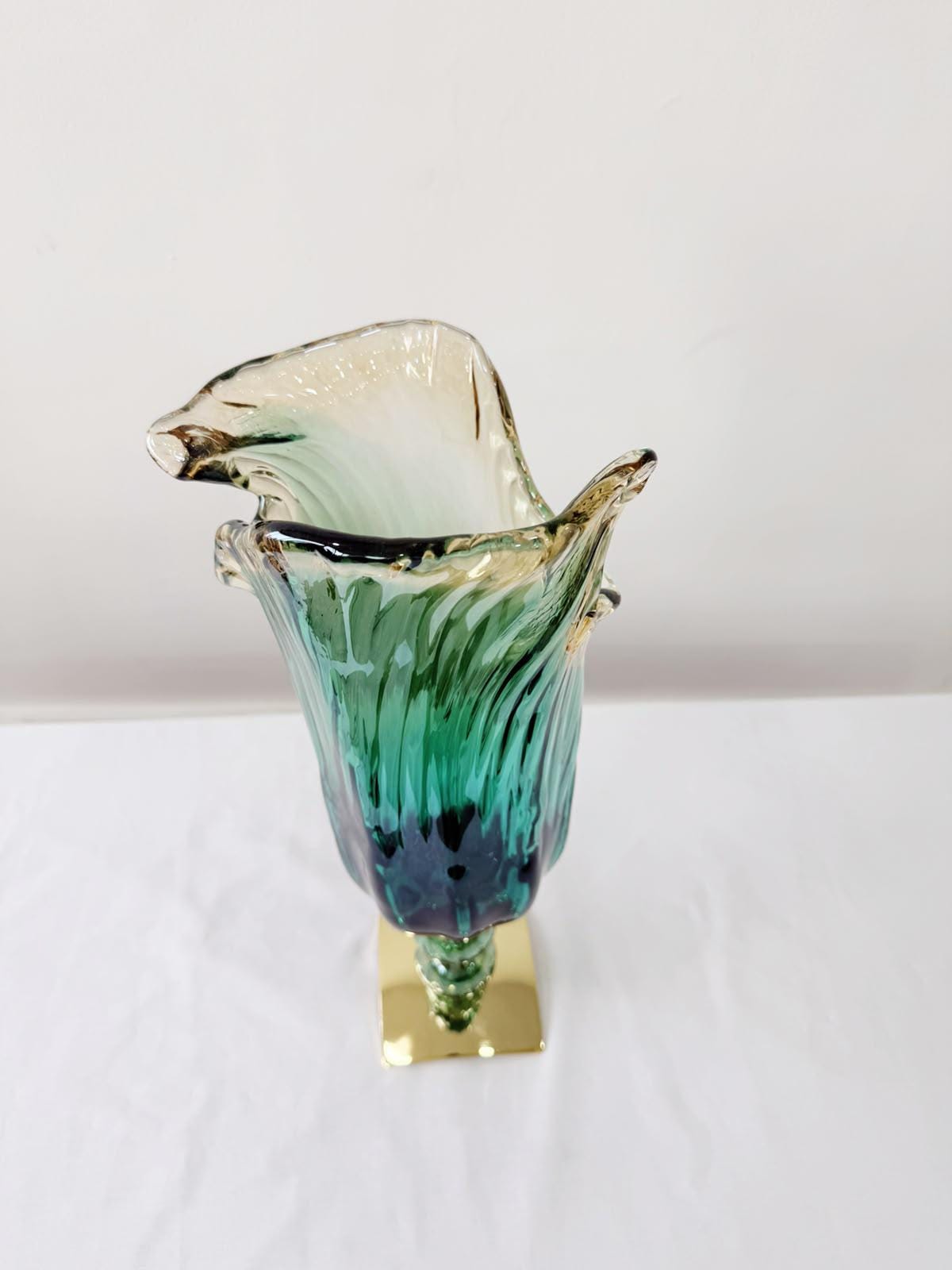 Murano Glass Vase | Certified Murano Glass | Made in Italy | Decorative Vase | Collection Pasta di Vetro Verde con base