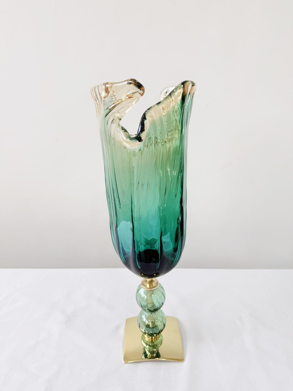 Murano Glass Vase | Certified Murano Glass | Made in Italy | Decorative Vase | Collection Pasta di Vetro Verde con base