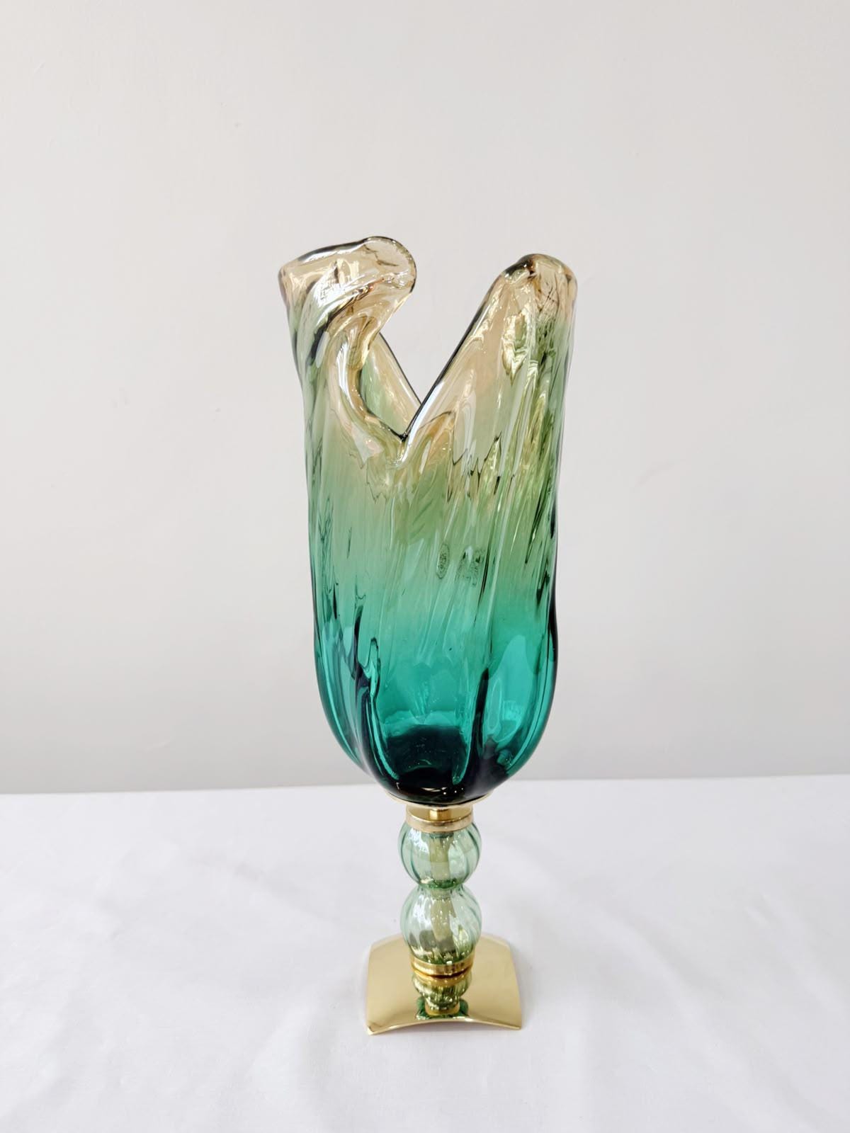 Murano Glass Vase | Certified Murano Glass | Made in Italy | Decorative Vase | Collection Pasta di Vetro Verde con base