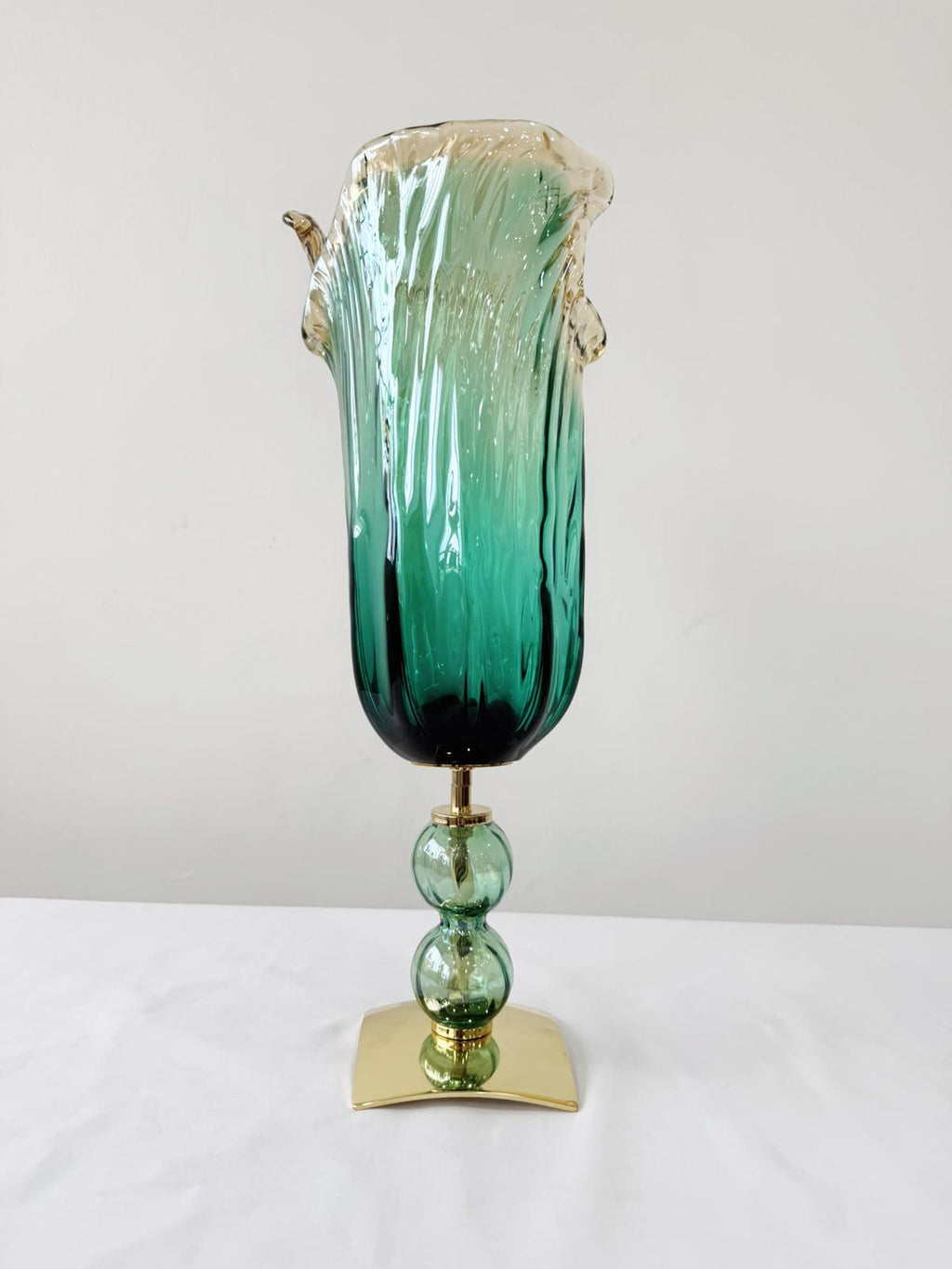 Murano Glass Vase | Certified Murano Glass | Made in Italy | Decorative Vase | Collection Pasta di Vetro Verde con base