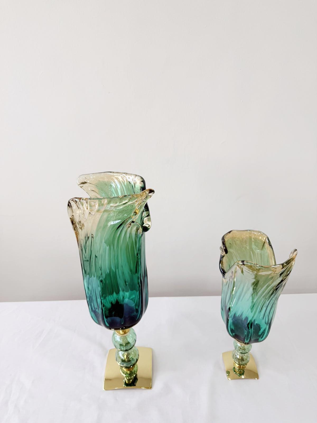 Murano Glass Vase | Certified Murano Glass | Made in Italy | Decorative Vase | Collection Pasta di Vetro Verde con base