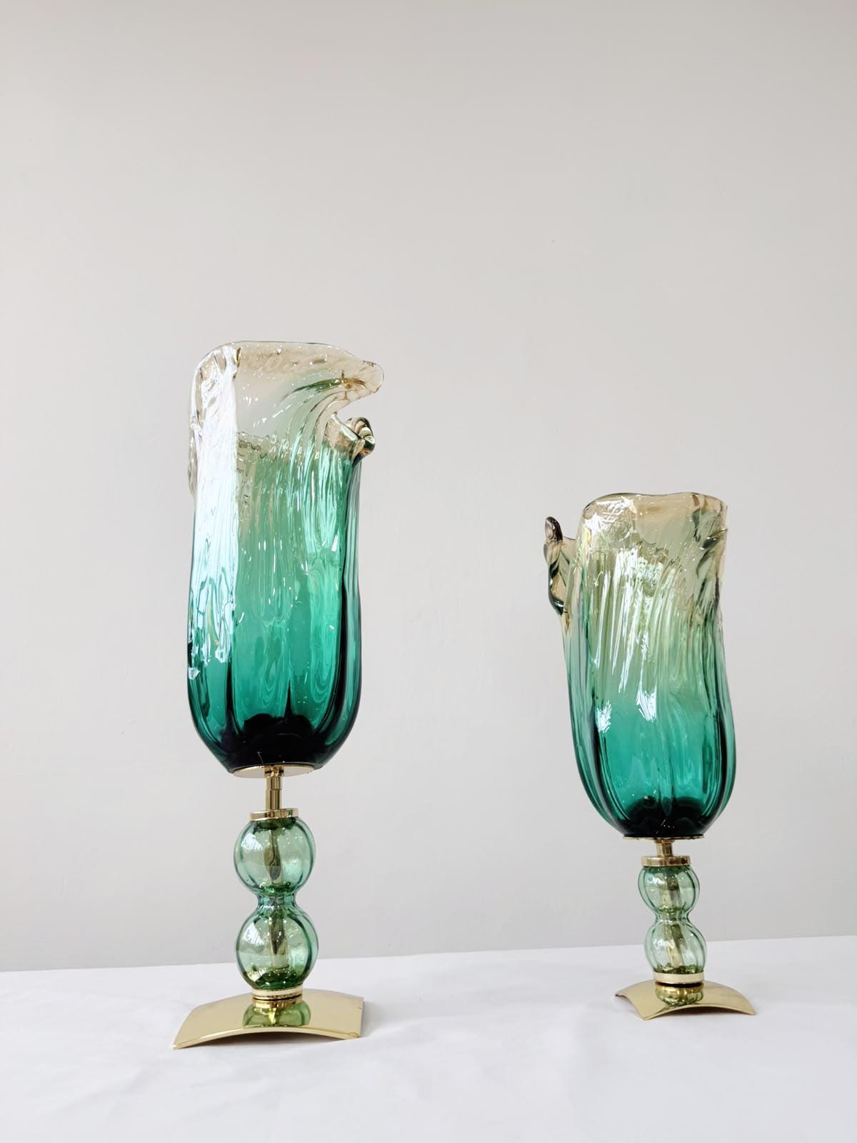 Murano Glass Vase | Certified Murano Glass | Made in Italy | Decorative Vase | Collection Pasta di Vetro Verde con base