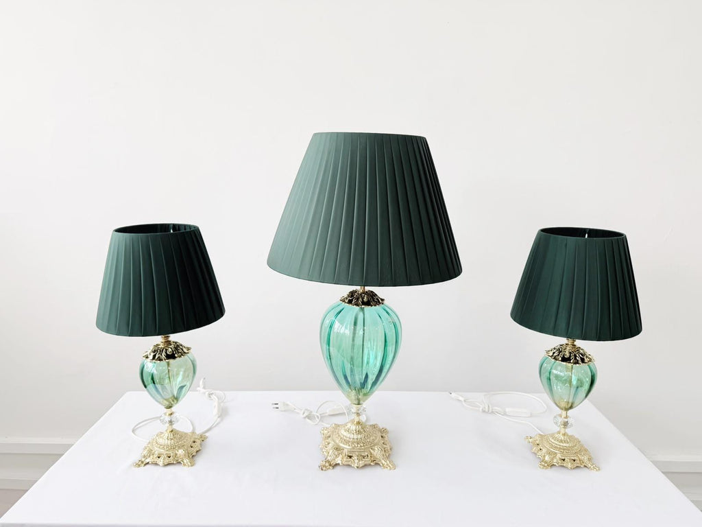 Murano Glass Table Lamp | Certified Murano Glass | Made in Italy | Decorative Lamp | Collection Pasta di Vetro Verde Goccia