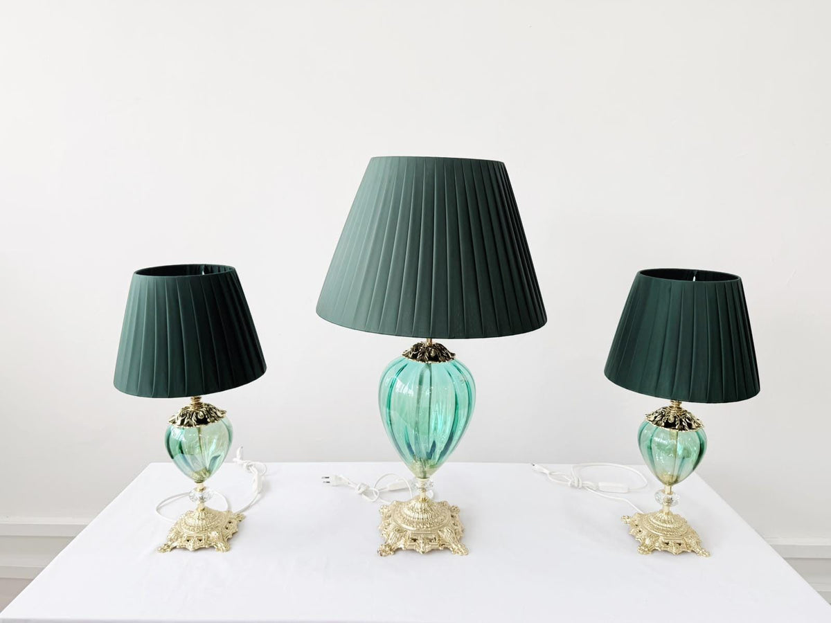 Murano Glass Table Lamp | Certified Murano Glass | Made in Italy | Decorative Lamp | Collection Pasta di Vetro Verde Goccia