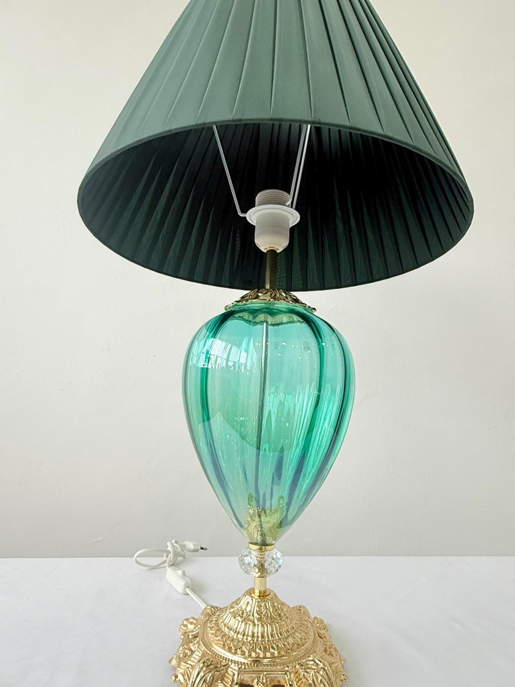 Murano Glass Table Lamp | Certified Murano Glass | Made in Italy | Decorative Lamp | Collection Pasta di Vetro Verde Goccia