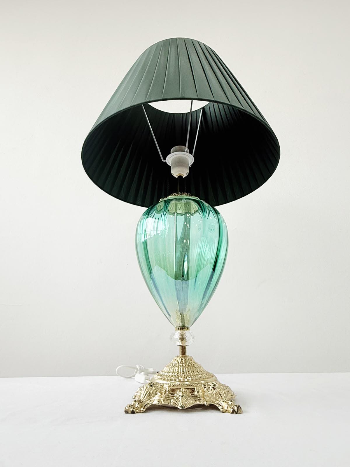 Murano Glass Table Lamp | Certified Murano Glass | Made in Italy | Decorative Lamp | Collection Pasta di Vetro Verde Goccia