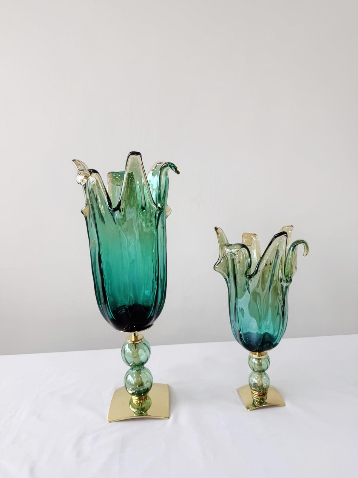 Murano Glass Vase | Certified Murano Glass | Made in Italy | Decorative Vase | Collection Pasta di Vetro Verde con base