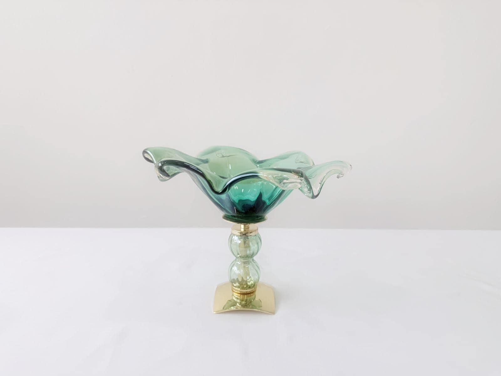 Murano Glass Centerpiece | Certified Murano Glass | Made in Italy | Table Decoration | Collection Pasta di Vetro Verde con base