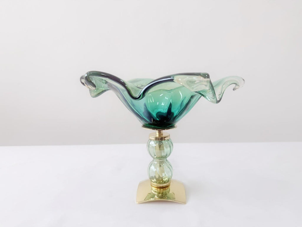 Murano Glass Centerpiece | Certified Murano Glass | Made in Italy | Table Decoration | Collection Pasta di Vetro Verde con base