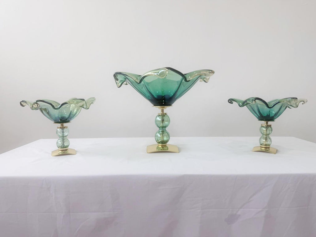 Murano Glass Centerpiece | Certified Murano Glass | Made in Italy | Table Decoration | Collection Pasta di Vetro Verde con base