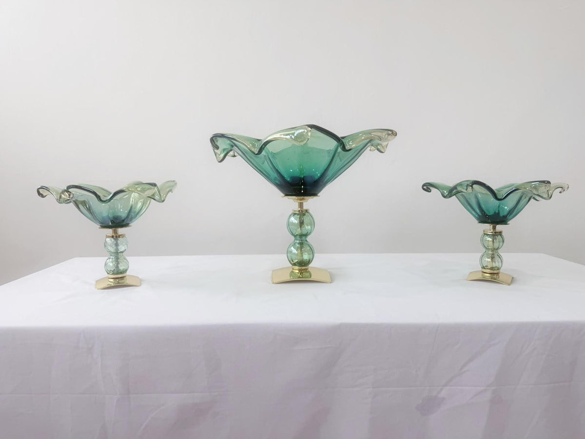 Murano Glass Centerpiece | Certified Murano Glass | Made in Italy | Table Decoration | Collection Pasta di Vetro Verde con base