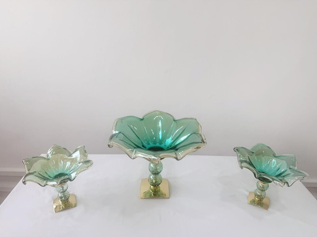 Murano Glass Centerpiece | Certified Murano Glass | Made in Italy | Table Decoration | Collection Pasta di Vetro Verde con base