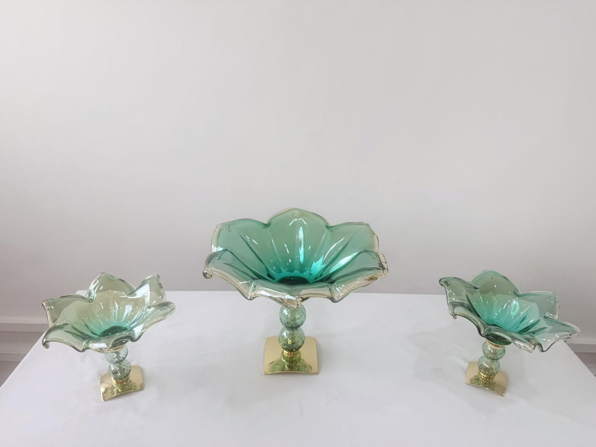 Murano Glass Centerpiece | Certified Murano Glass | Made in Italy | Table Decoration | Collection Pasta di Vetro Verde con base