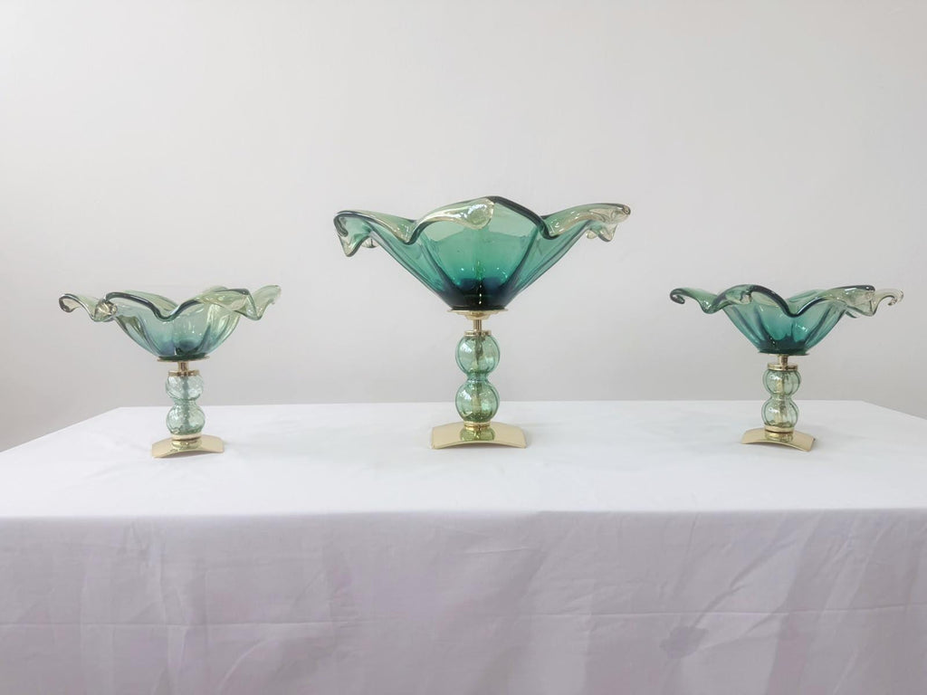 Murano Glass Centerpiece | Certified Murano Glass | Made in Italy | Table Decoration | Collection Pasta di Vetro Verde con base