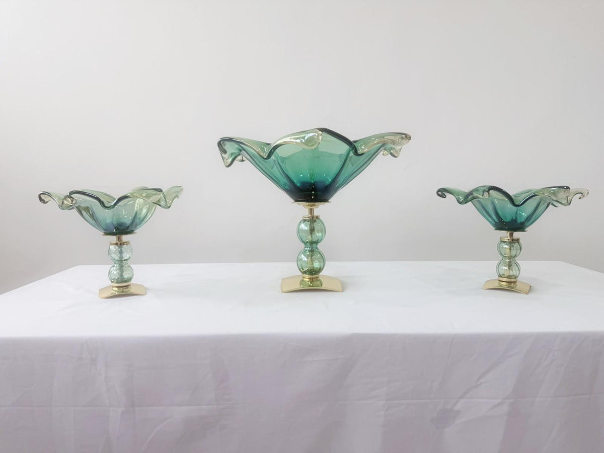 Murano Glass Centerpiece | Certified Murano Glass | Made in Italy | Table Decoration | Collection Pasta di Vetro Verde con base