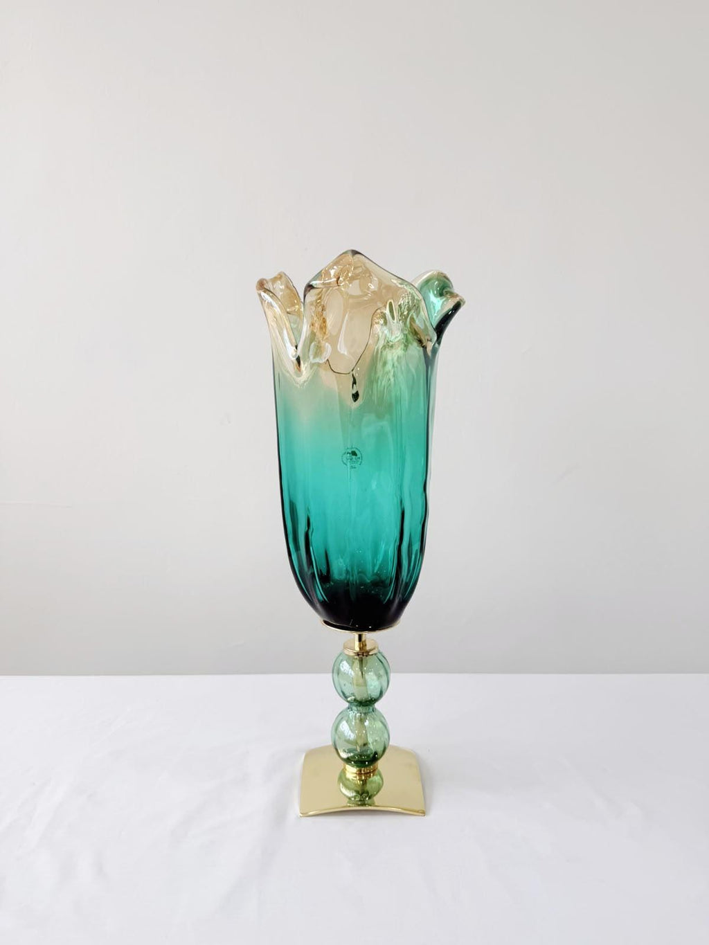 Murano Glass Vase | Certified Murano Glass | Made in Italy | Decorative Vase | Collection Pasta di Vetro Verde con base