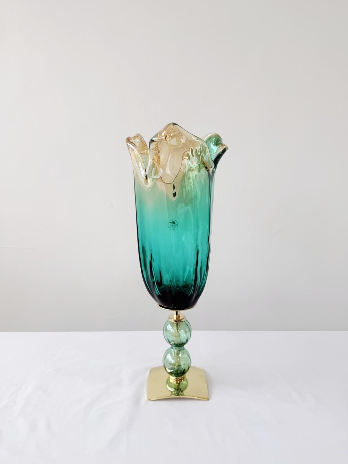 Murano Glass Vase | Certified Murano Glass | Made in Italy | Decorative Vase | Collection Pasta di Vetro Verde con base