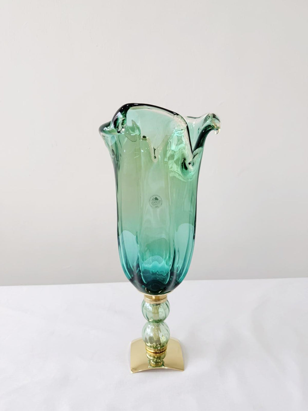 Murano Glass Vase | Certified Murano Glass | Made in Italy | Decorative Vase | Collection Pasta di Vetro Verde con base
