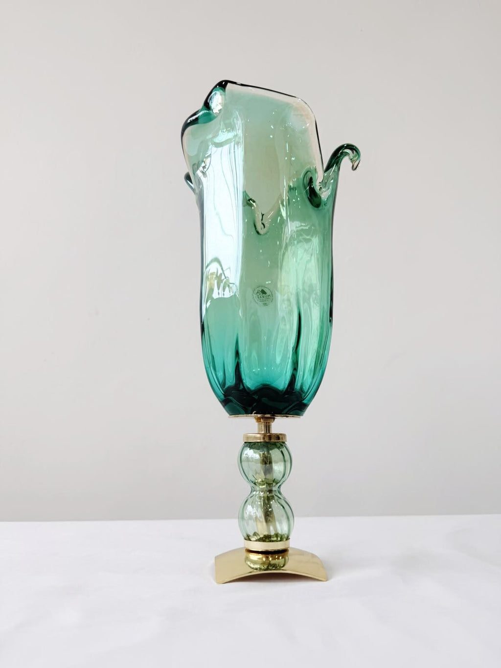 Murano Glass Vase | Certified Murano Glass | Made in Italy | Decorative Vase | Collection Pasta di Vetro Verde con base