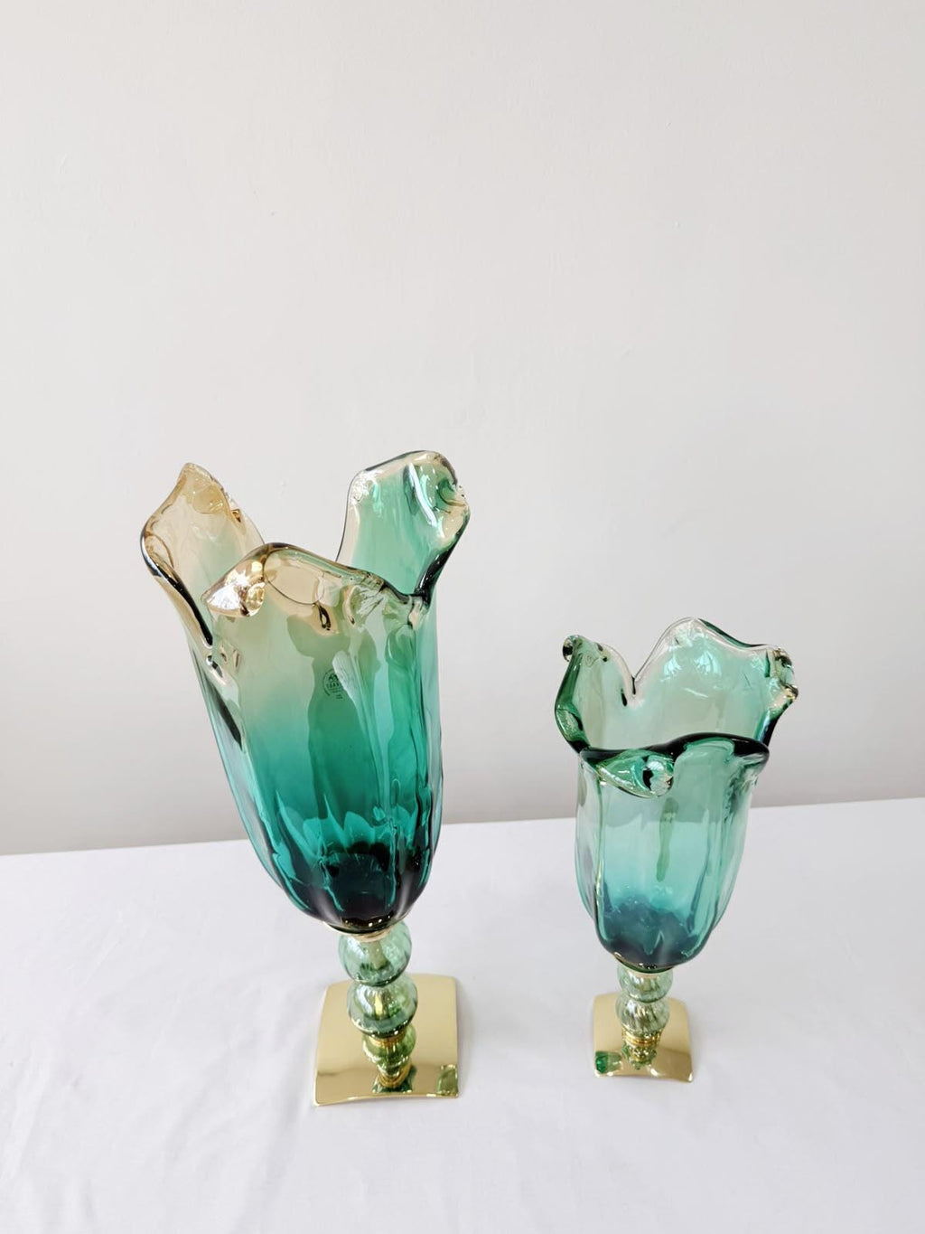 Murano Glass Vase | Certified Murano Glass | Made in Italy | Decorative Vase | Collection Pasta di Vetro Verde con base
